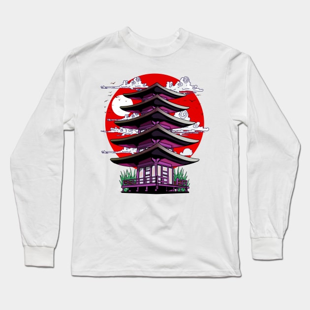 Japanese Temple Long Sleeve T-Shirt by nickemporium1